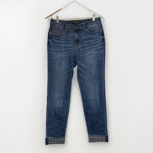Judy Blue Jeans Womens Size 5 27 Plaid Cuff Denim Slim Fit